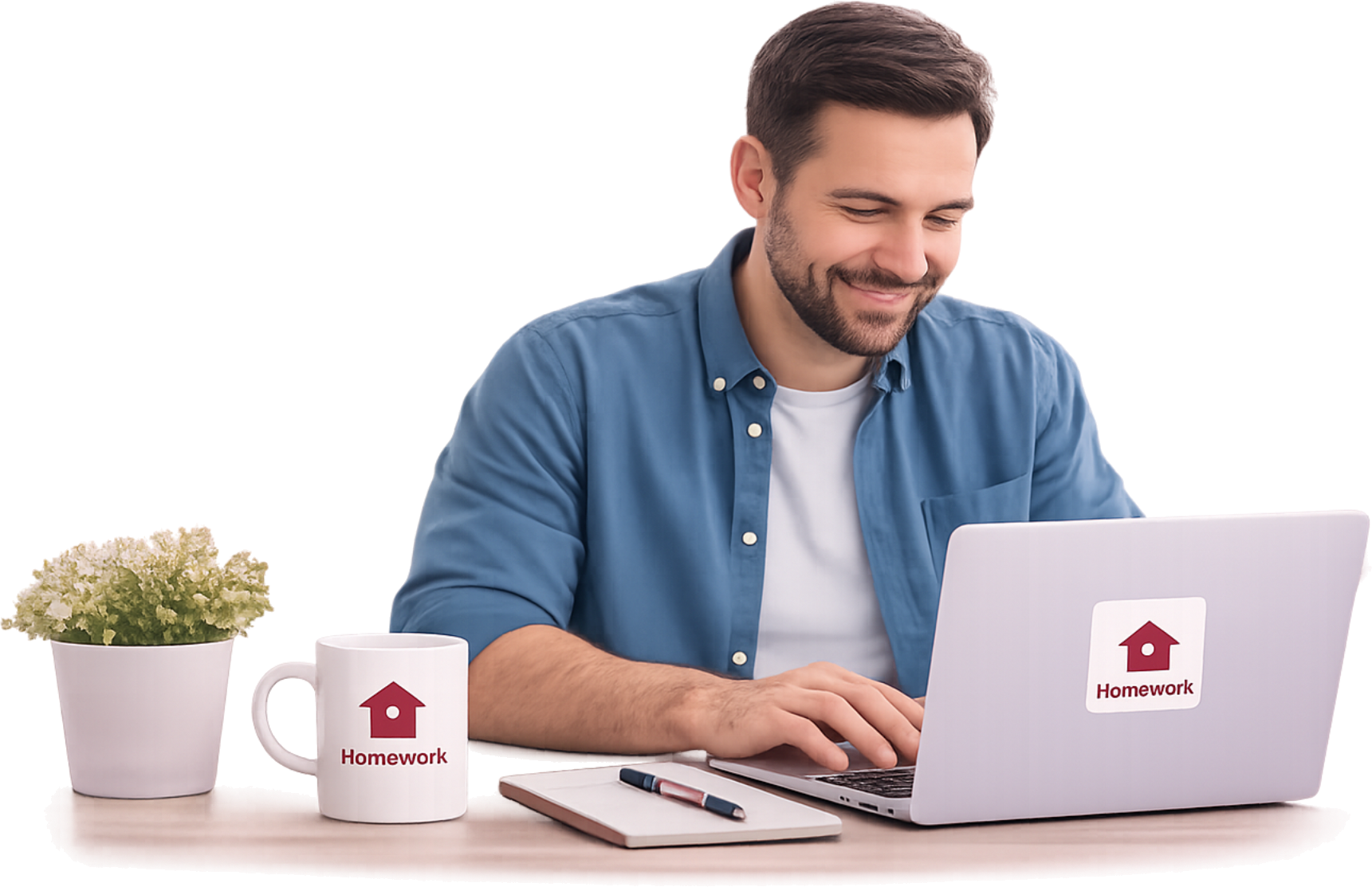 Landlord working on laptop